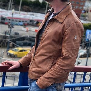 Men’s leather biker jacket $400 new!